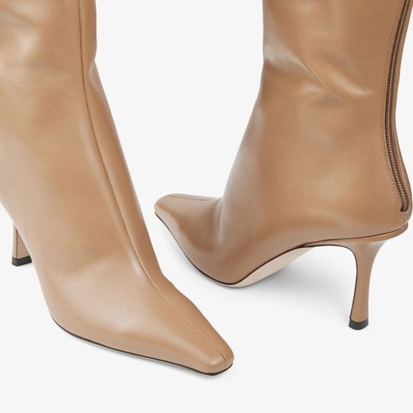 BNIB Jimmy Choo Agathe Agatha tall knee boot nude tan biscuit 7 heel pointed toe - Picture 5 of 9